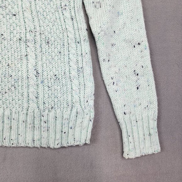 Talbots Cable Knit Mock Neck Sweater Women's Size Small Green Preppy Winter - Picture 3 of 8